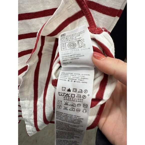 Levi's Red and White Striped Long Sleeve Tee - Picture 4 of 5